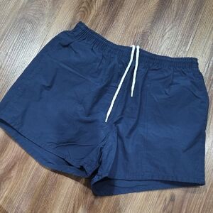 Woolrich Men's Navy Elastic-Waist Shorts with White Drawstring